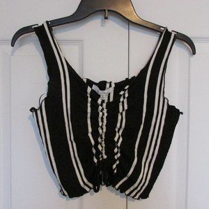 Love Tree Black & White Ruched Tank